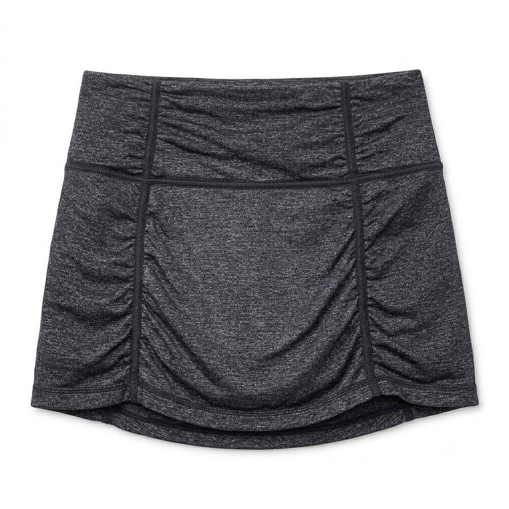 Athleta Hatha Yoga Skort Black Ruched Skirt Built in Shorts Womens XS